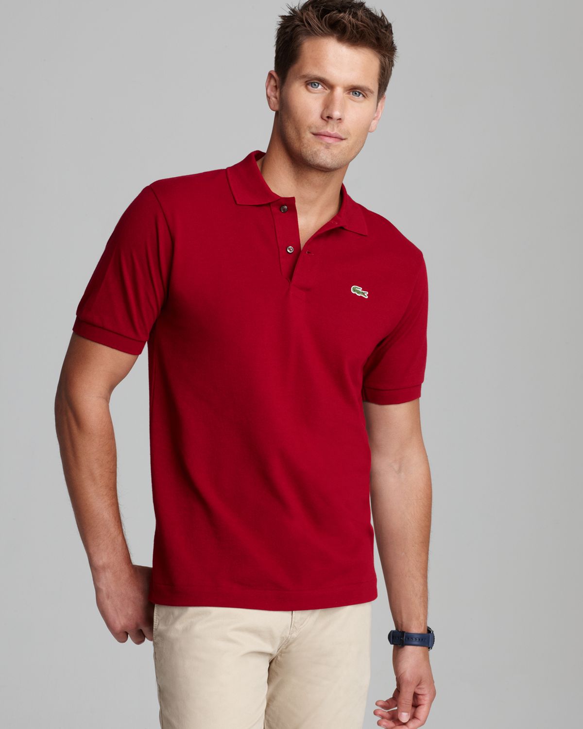 Lyst - Lacoste Classic Short Sleeve Piqué Polo Shirt in Red for Men