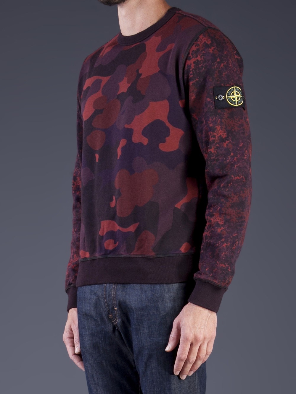 Stone Island Camo Print Sweatshirt in Red for Men - Lyst