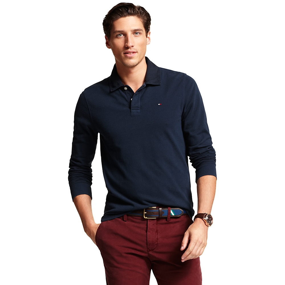 Tommy hilfiger Long Sleeve Polo in Blue for Men (MALDIVES NAVY) | Lyst