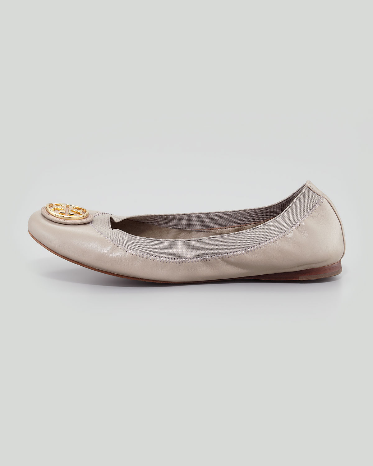 Lyst - Tory Burch Caroline 2 Leather Stretch Ballerina Flats Dust Storm in Gray