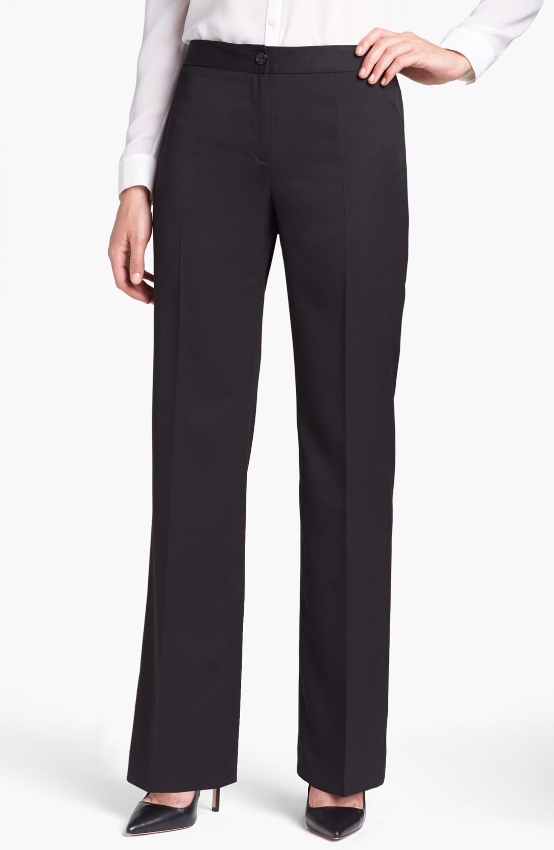 Anne Klein Clean Front Trousers in Black | Lyst