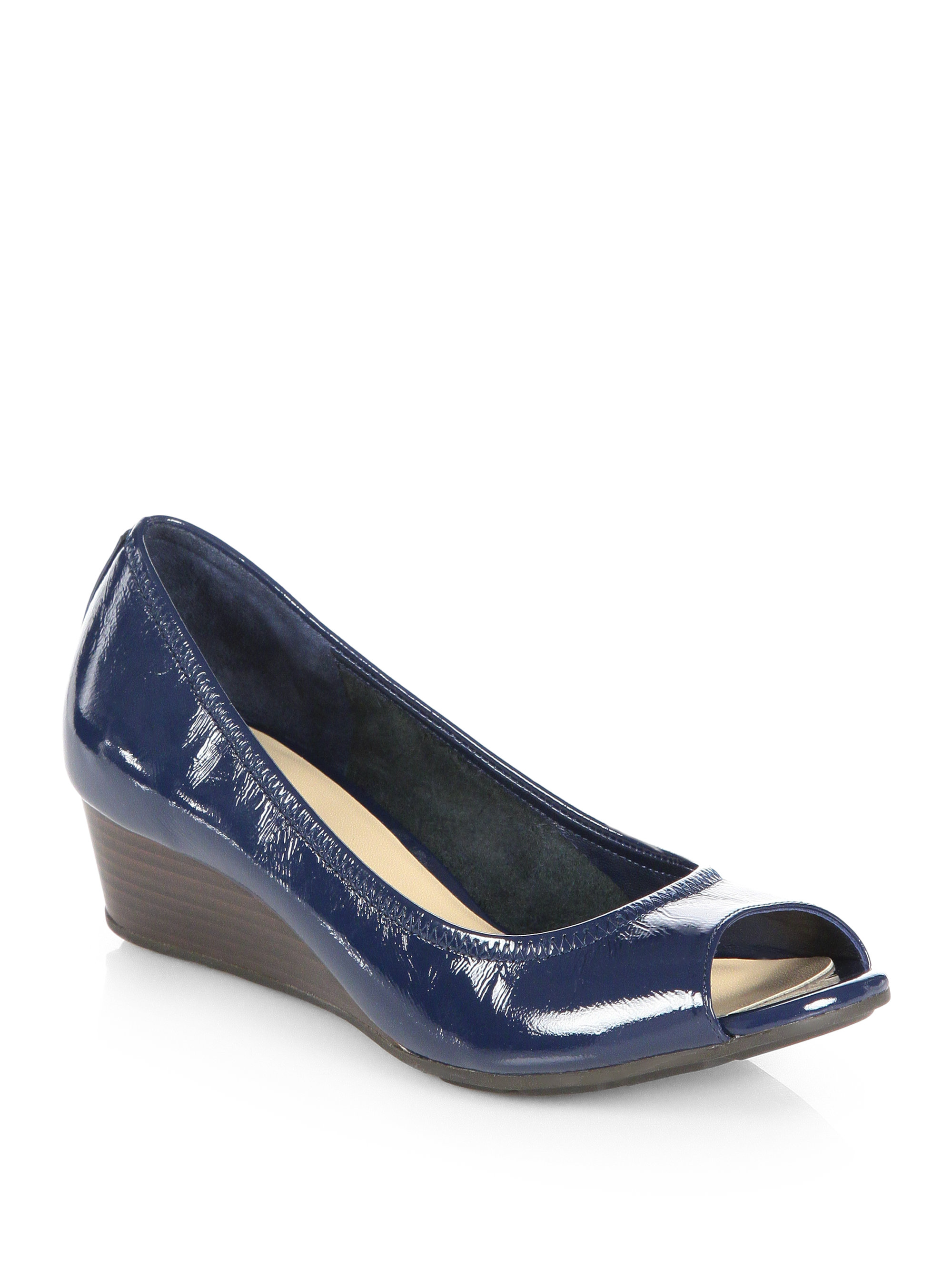 Cole Haan Air Tali Patent Leather Wedge Pumps in Gray (BLUE) | Lyst