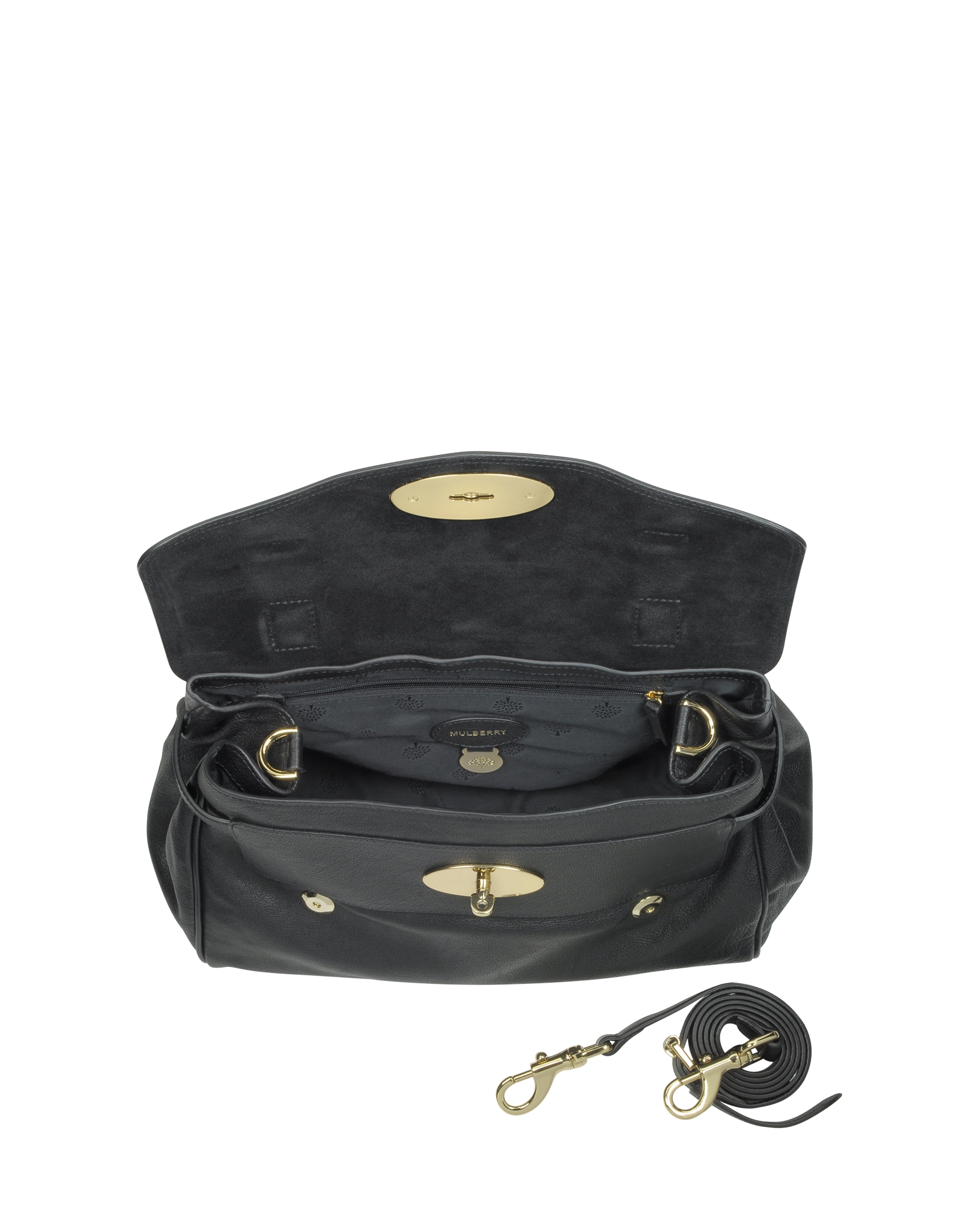 Mulberry Alexa Black Polished Buffalo Leather with Soft Gold Satchel Bag -  Lyst