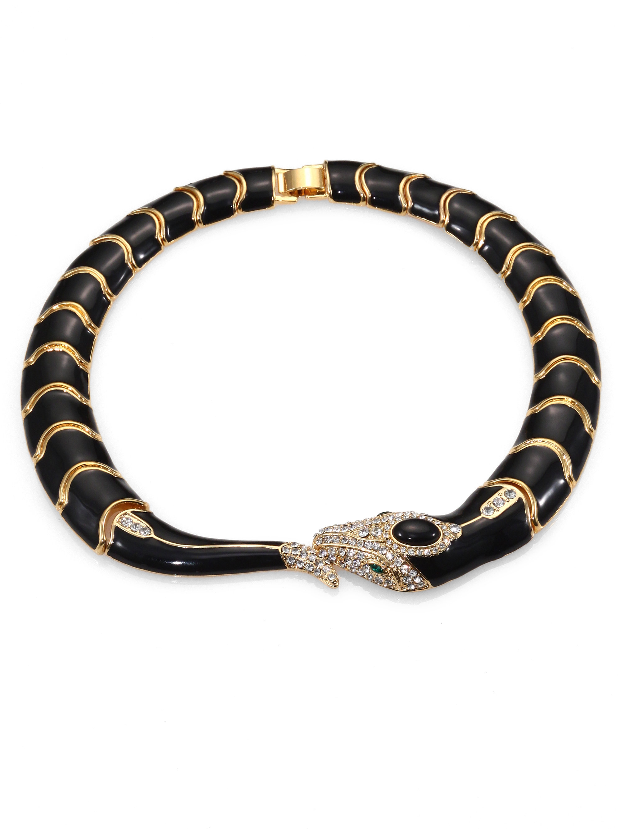 ABS By Allen Schwartz Enamel Snake Necklace in Black-Gold (Black) - Lyst