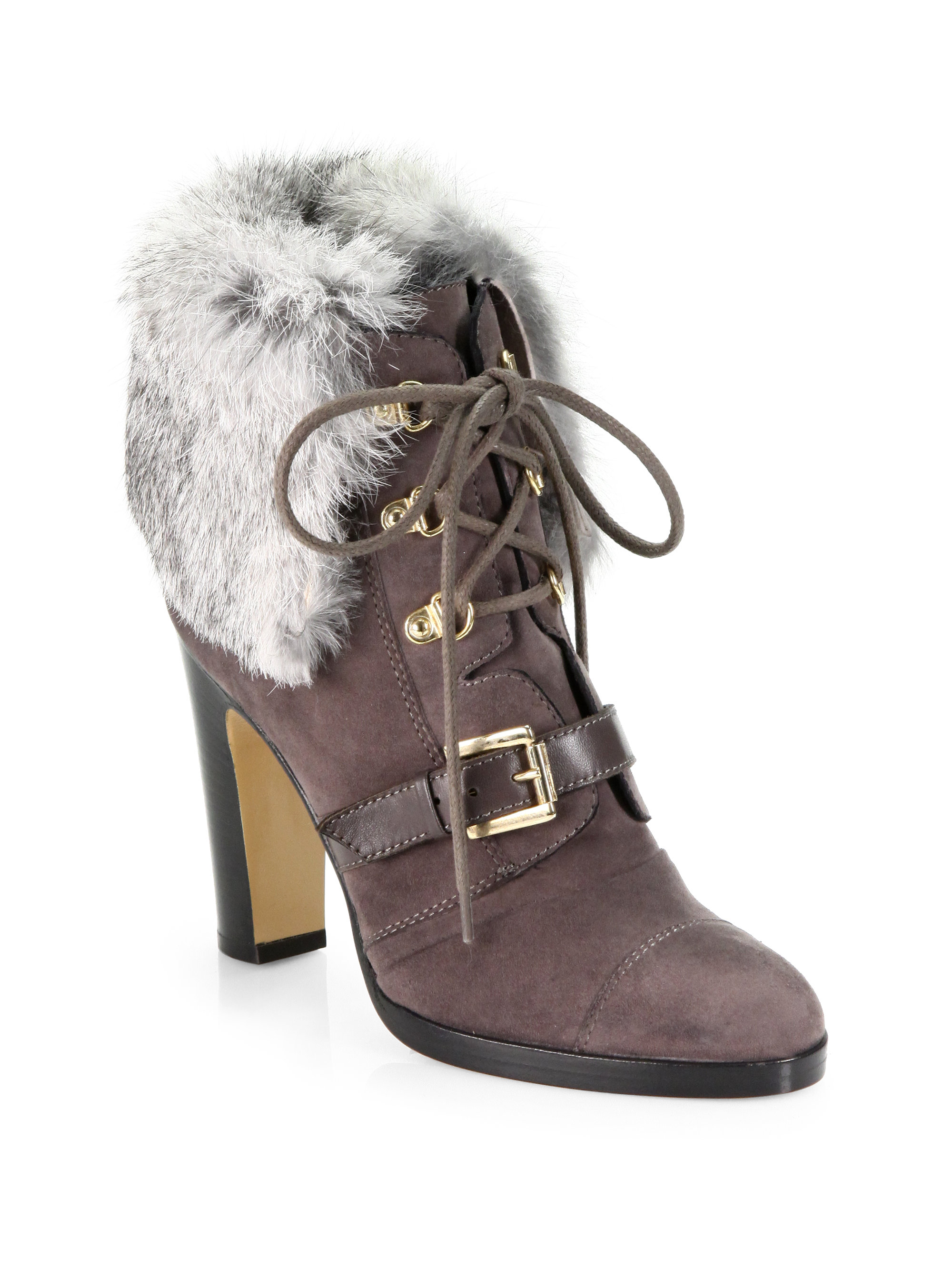 Aquatalia By Marvin K Grandly Furtrimmed Suede Ankle Boots in Brown ...