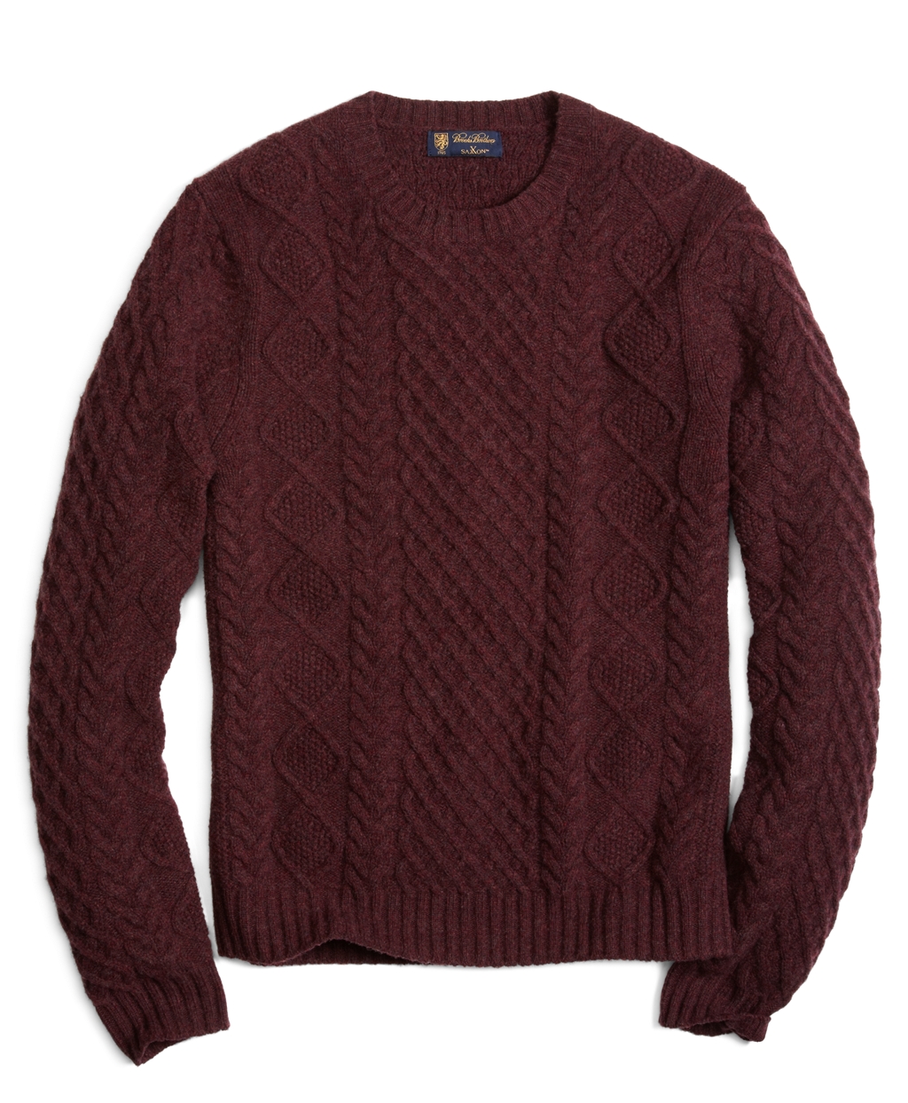 Brooks Brothers Saxxon Cable Knit Crewneck Sweater in Purple for Men ...