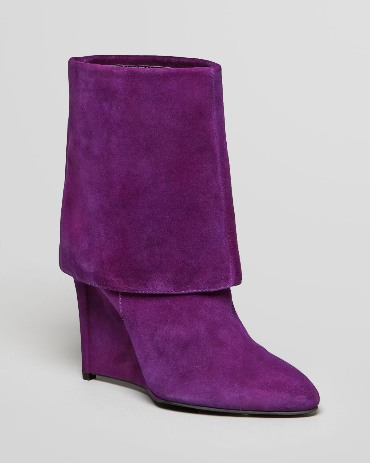 purple wedge boots