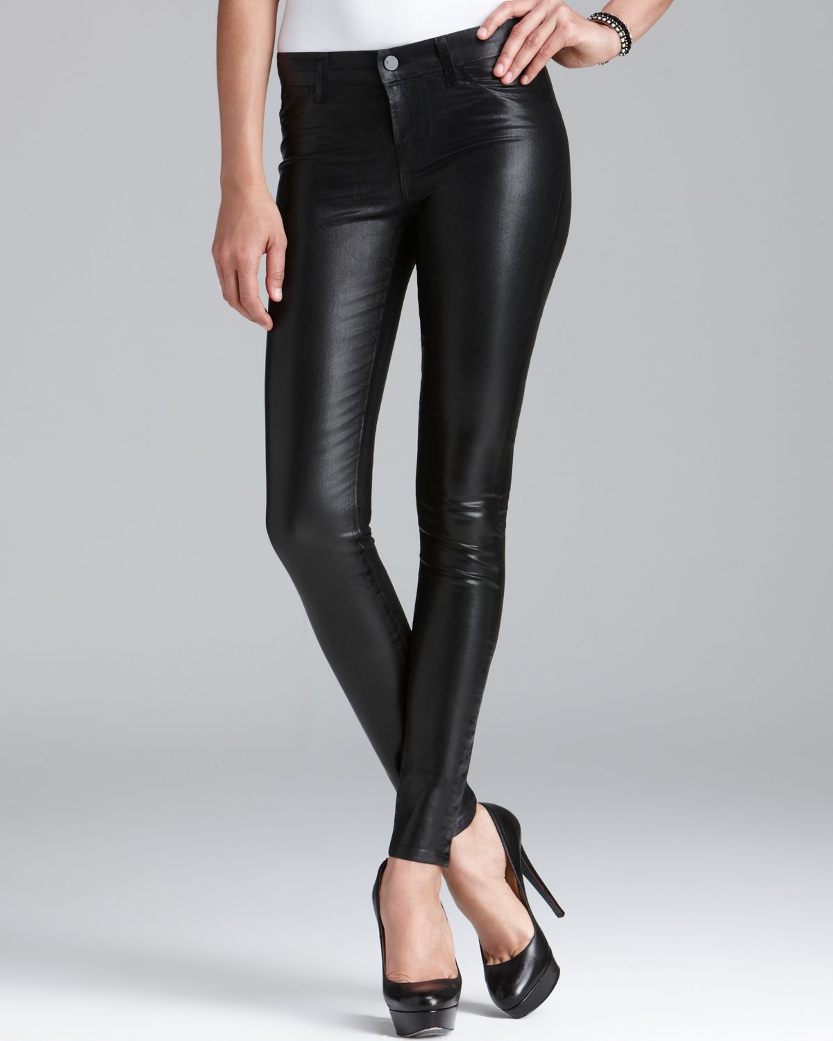 j brand black coated jeans