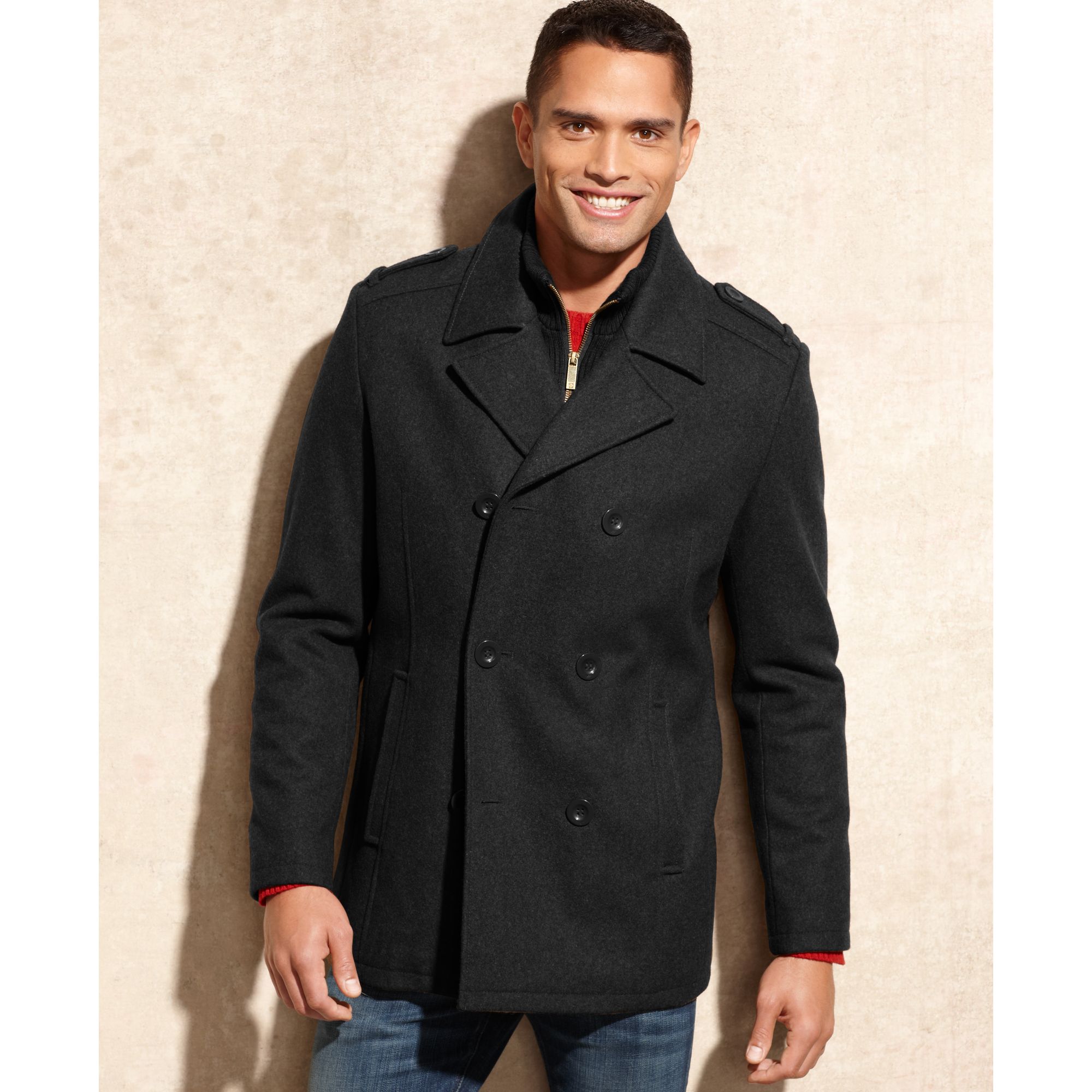 kenneth cole double breasted coat