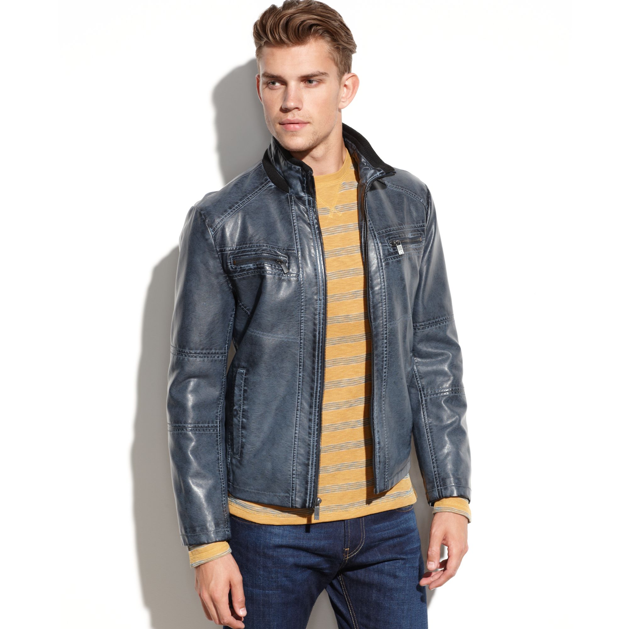 Washed Faux Leather Jacket