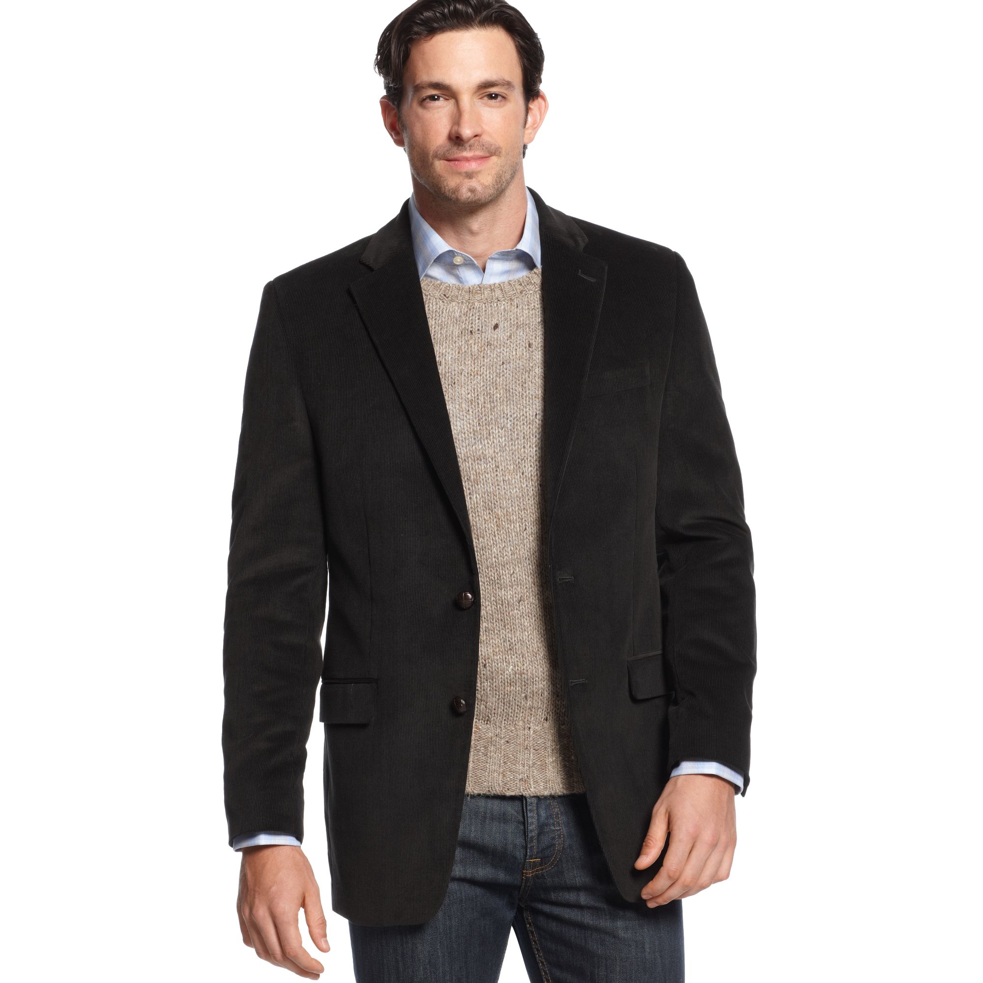 Lauren by Ralph Lauren Corduroy Sportcoat with Elbow Patches in Black for  Men | Lyst