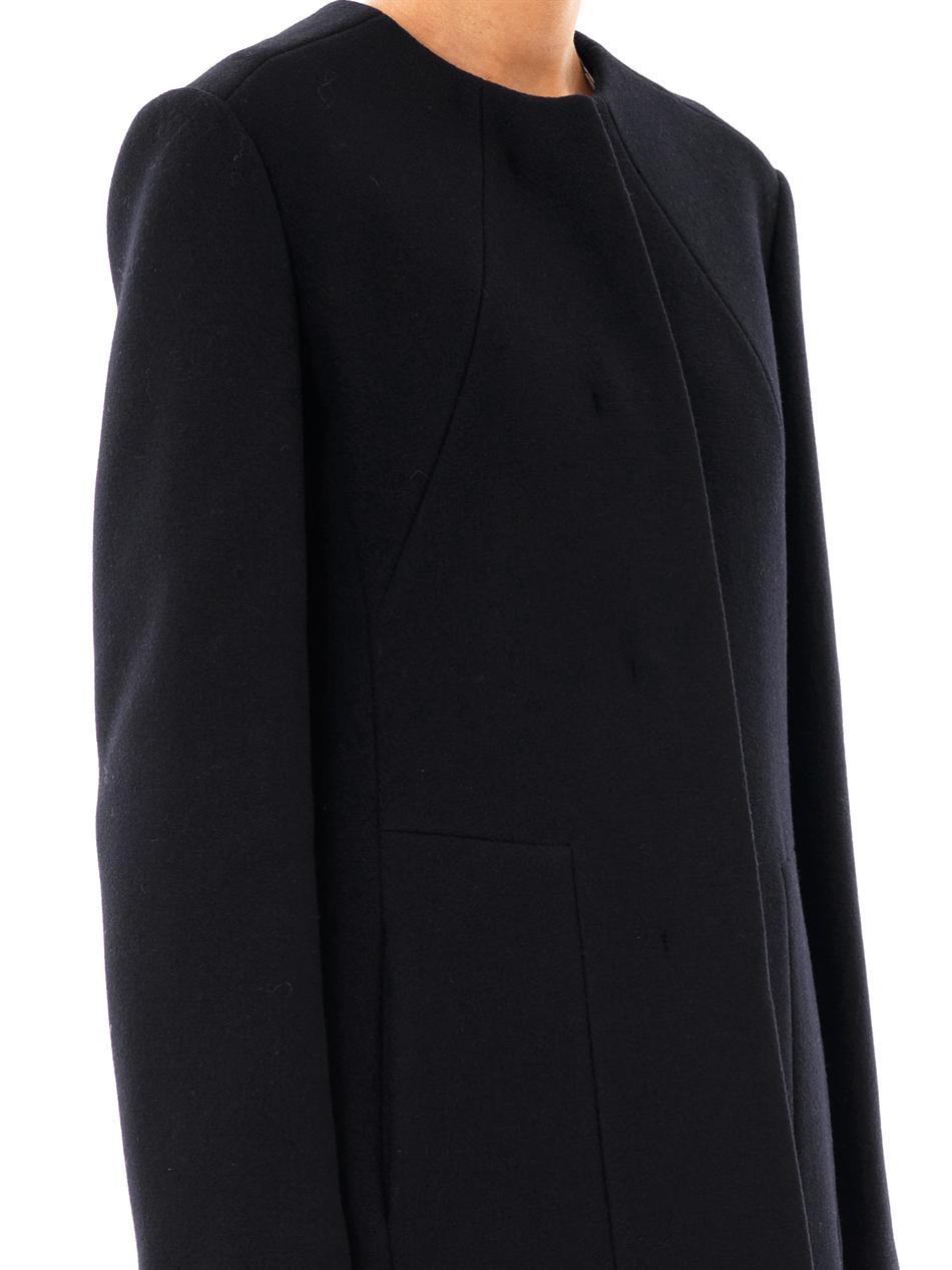 Marni Collarless Washed Wool Coat in Navy (Blue) Lyst