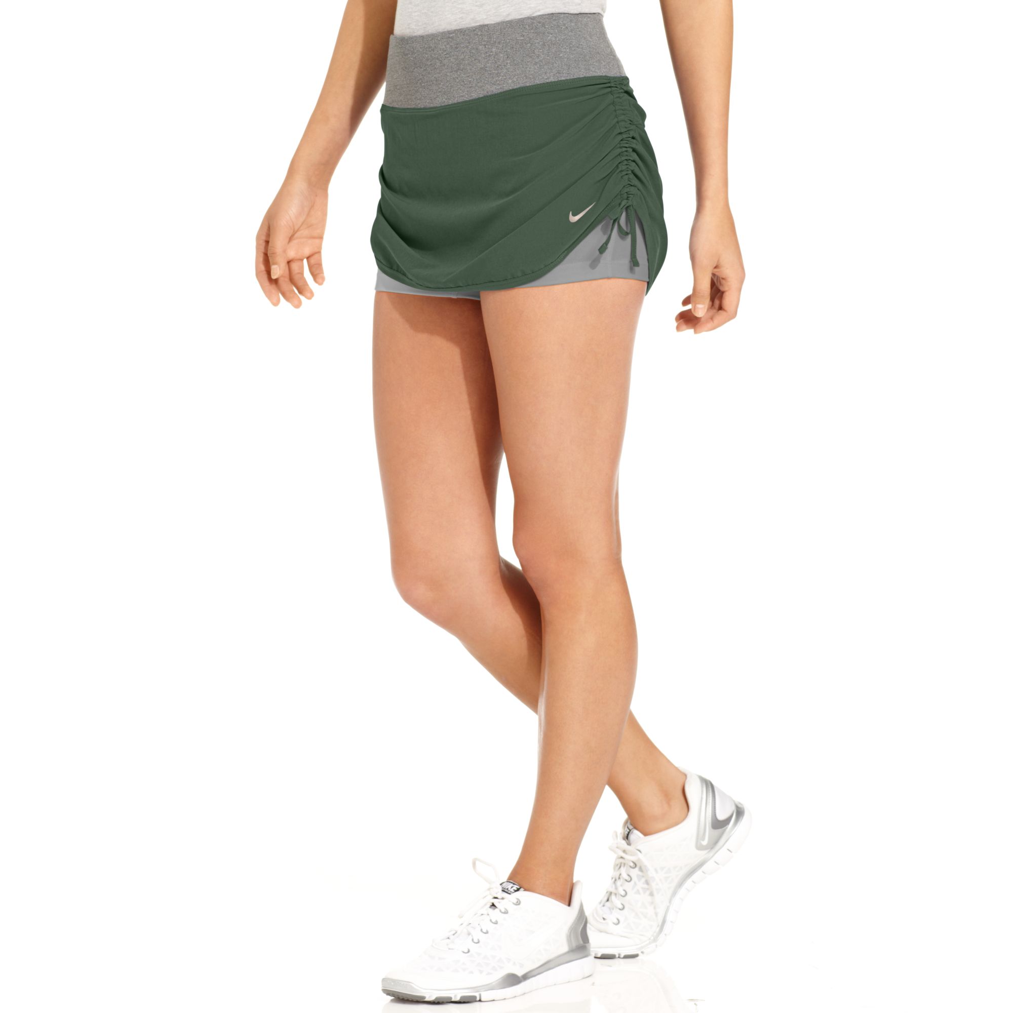 Nike Rival Drifit Ruched Skort in Green | Lyst