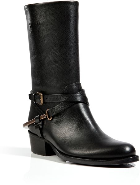 Ralph Lauren Collection Leather Half Boots In Black in Black | Lyst