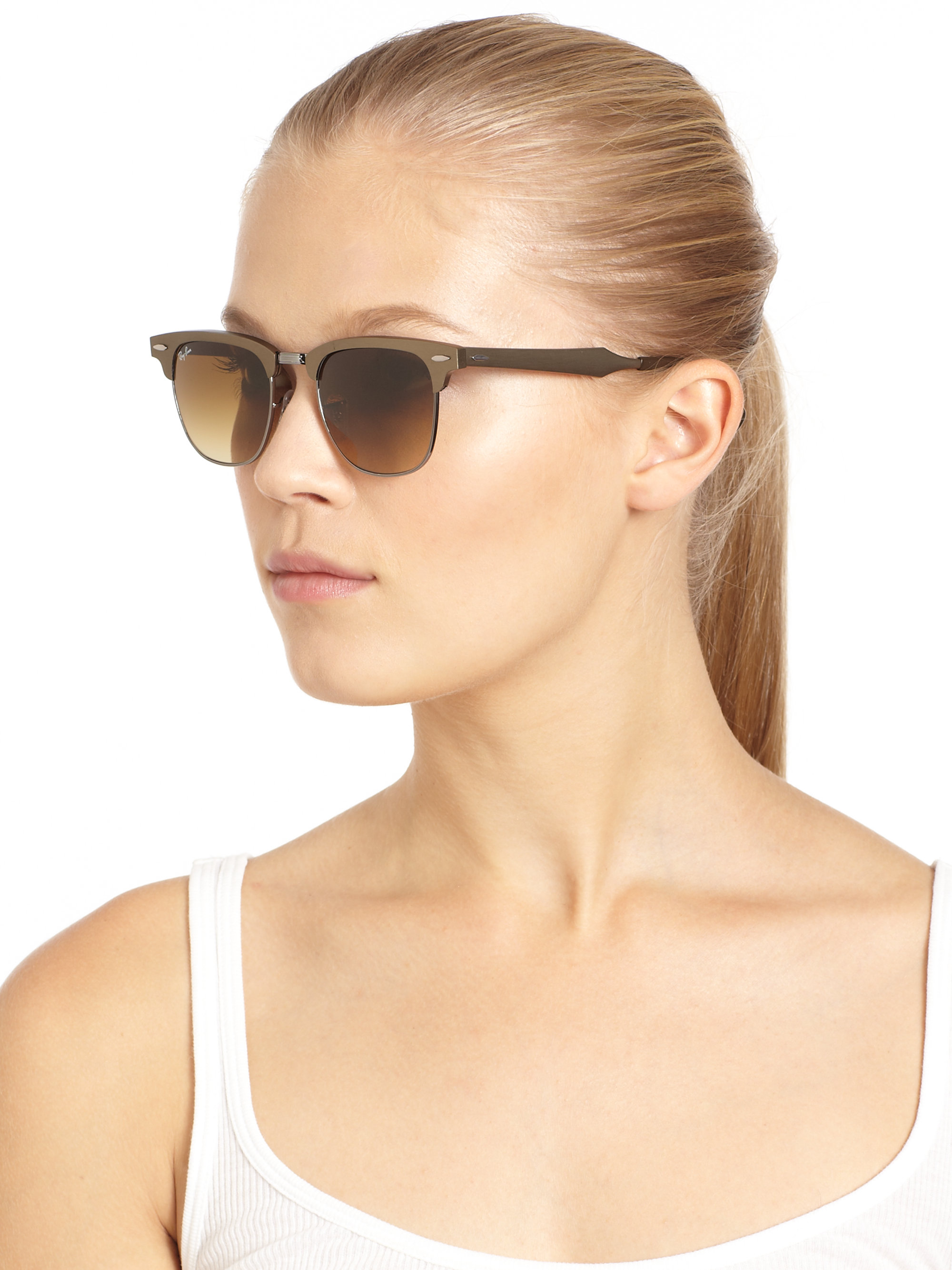 Ray Ban Modern Clubmaster Square Sunglasses In Brown Lyst Ray Ban Modern Clubmaster Square Sunglasses In Brown Lyst