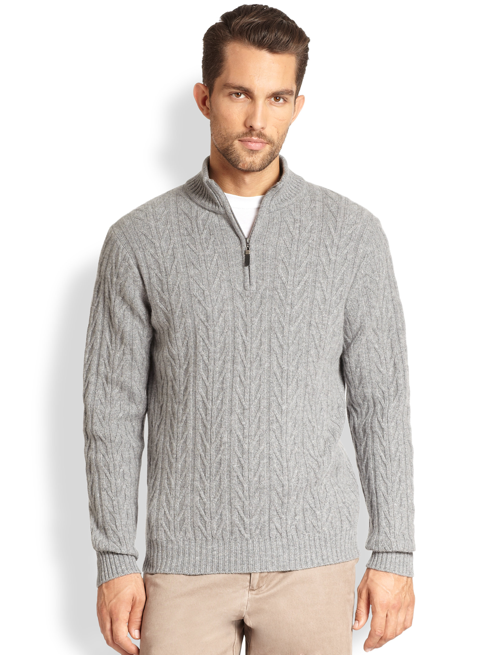 mens half zip cable knit sweater