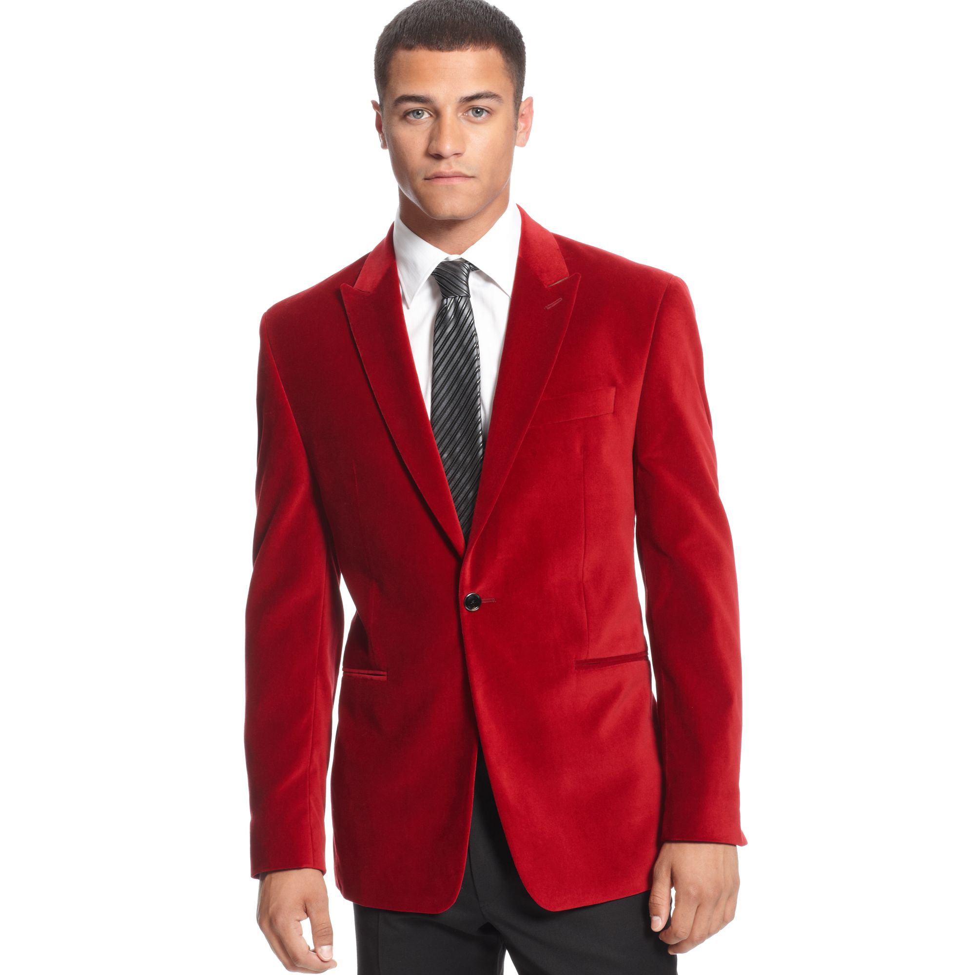 Sean John Solid Velvet Blazer in Red for Men | Lyst