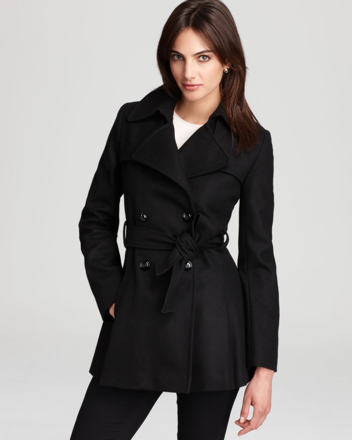 Via spiga Scarpa Double Breasted Wool Blend Coat in Black | Lyst