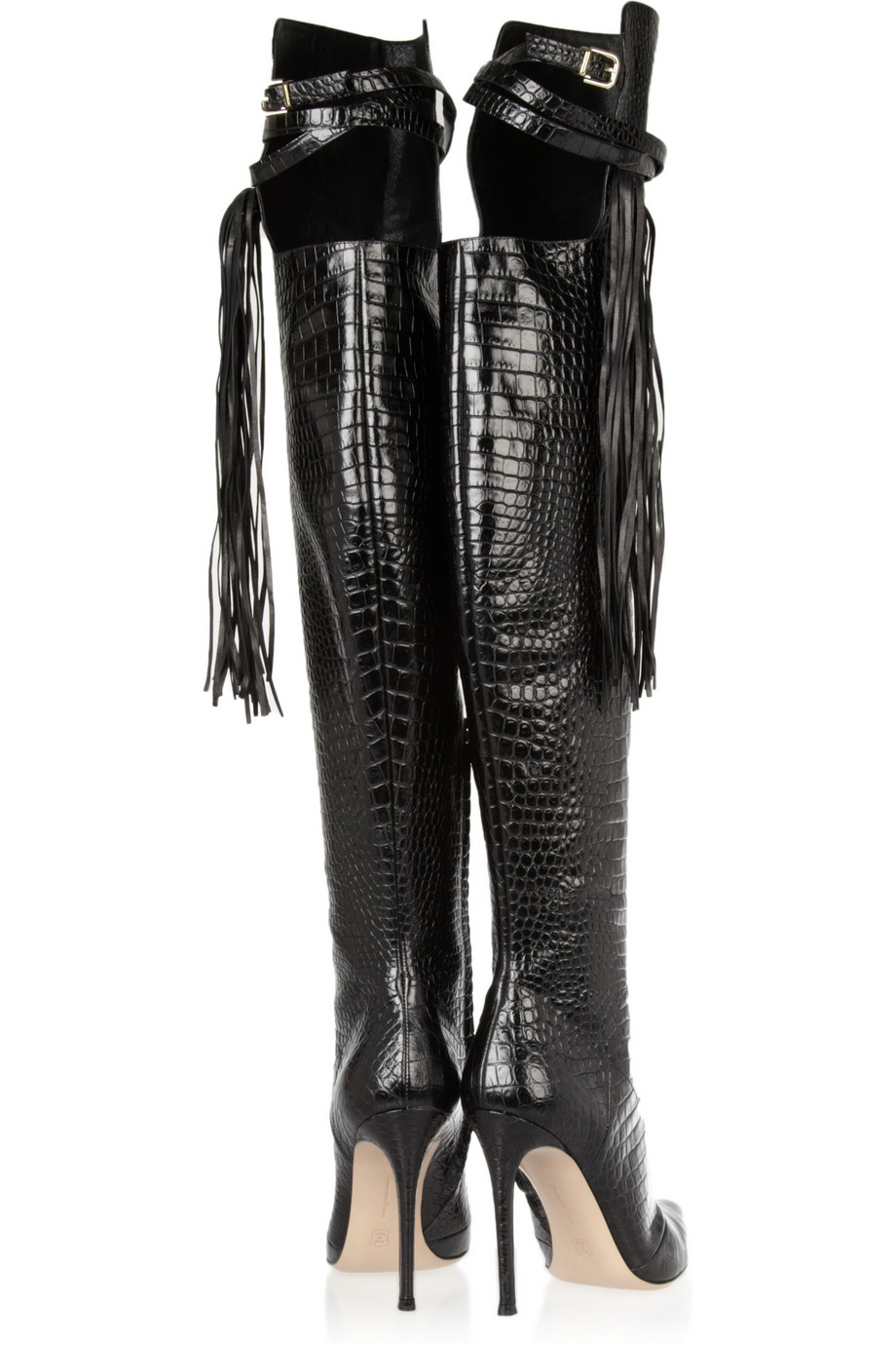 Altuzarra Leather Fringe Over The Knee Boots in Black Lyst