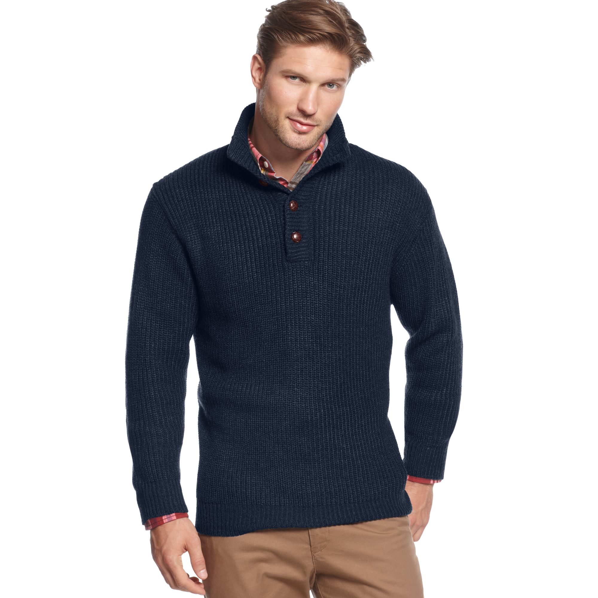 mock neck button up