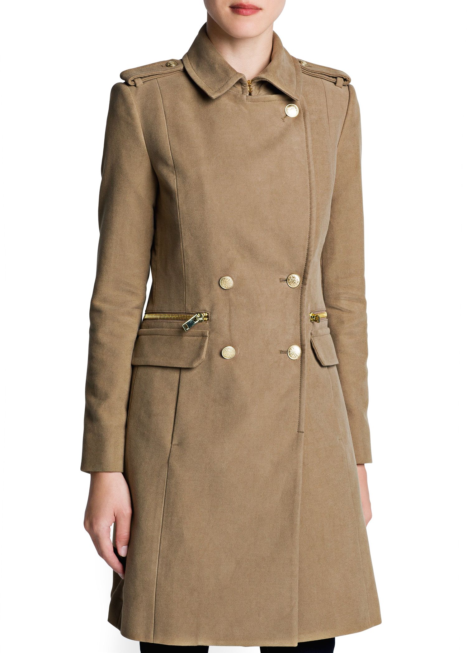 Lyst Mango Military Style Long Coat in Natural