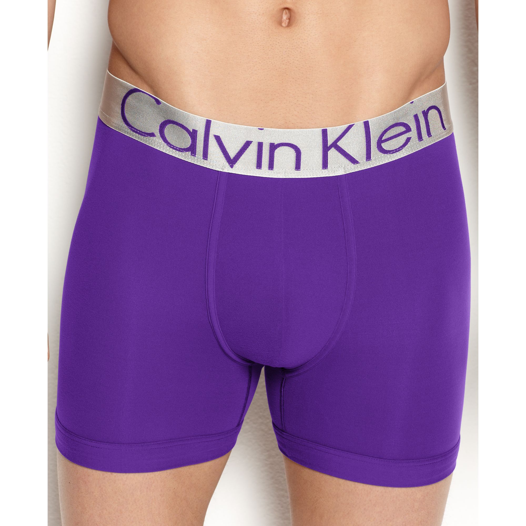Calvin Klein Steel Microfiber Boxer Brief in Purple for Men | Lyst