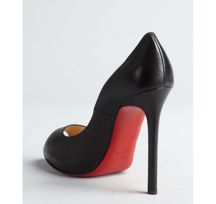 patent leather boat shoes men - Christian louboutin Black Leather Stiletto Flo 120 Peeptoe Pumps ...