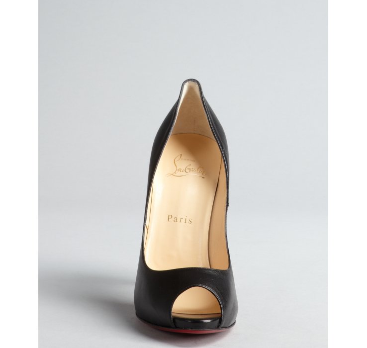 Christian louboutin Black Leather Stiletto Flo 120 Peeptoe Pumps ...