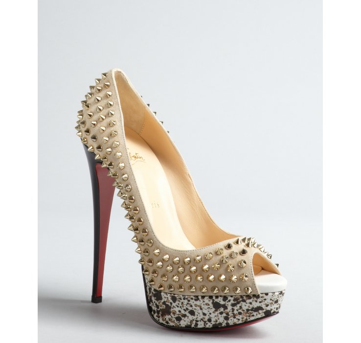 Artesur ? christian louboutin Lady Peep Spike pumps Blue suede ...