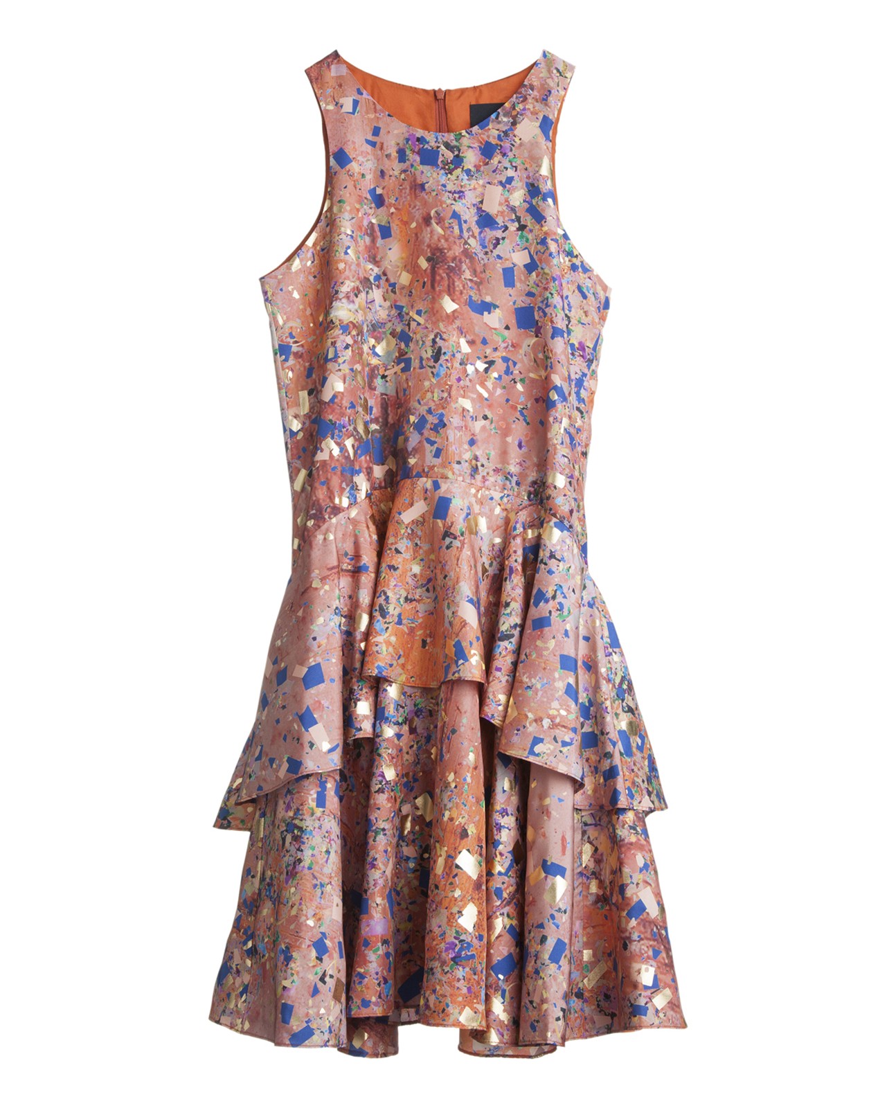 Cynthia Rowley Silk Overlay Dress in Multicolor (Rust) | Lyst