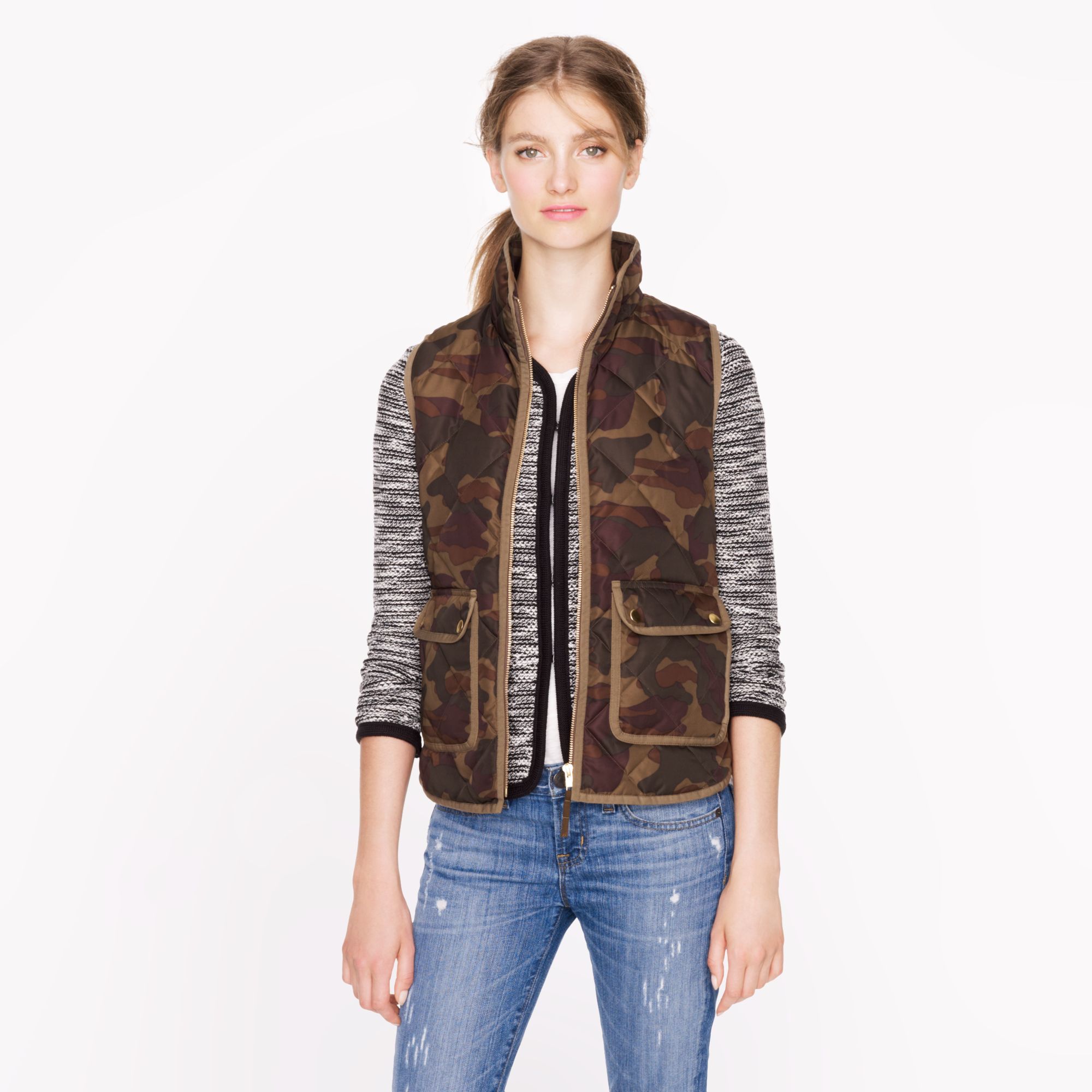 J.crew Excursion Quilted Vest In Camo in Green Lyst
