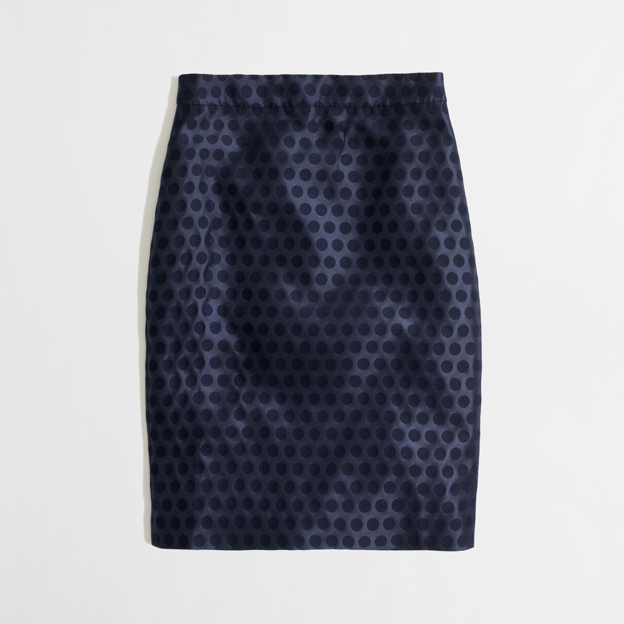 navy blue polka dot pencil skirt