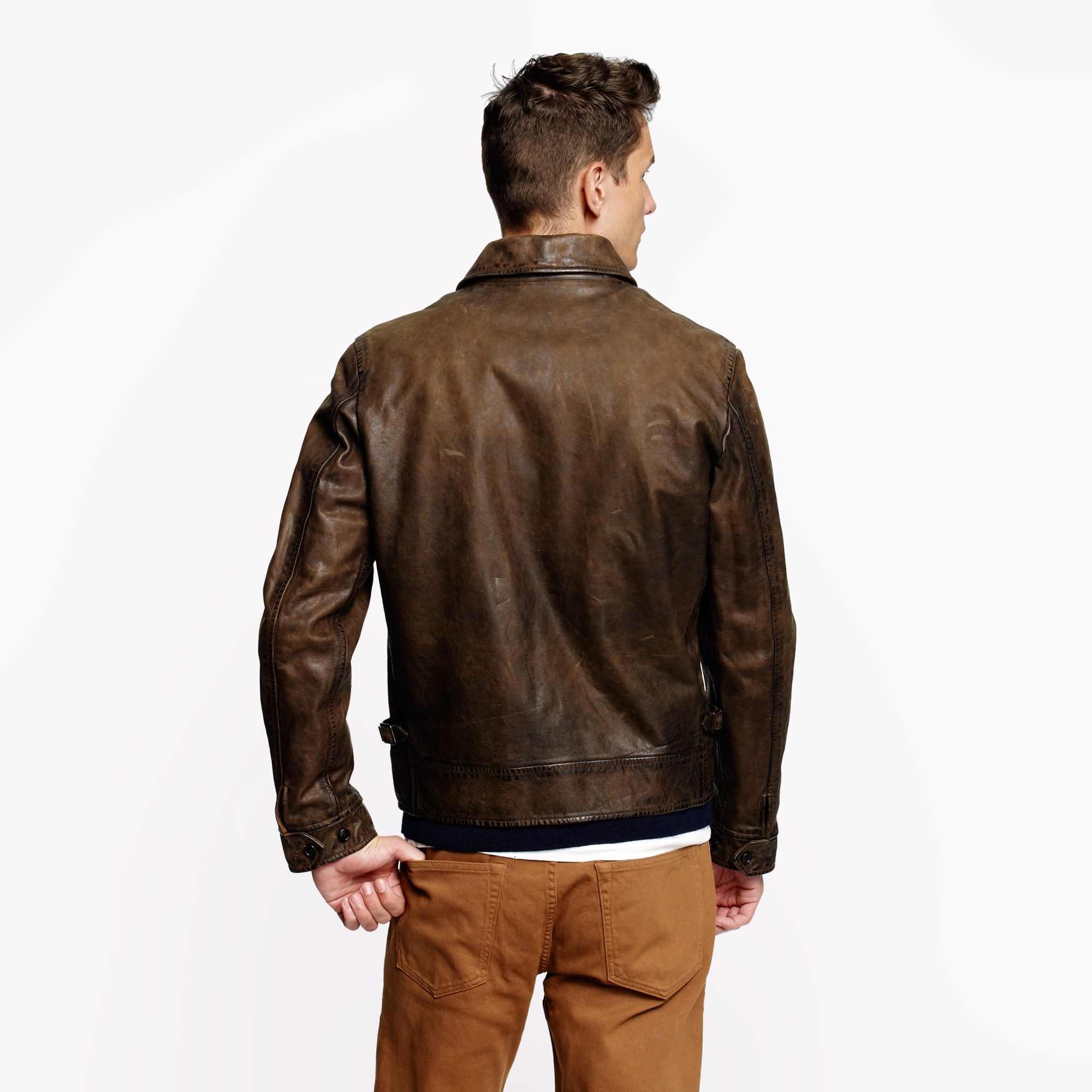 J.Crew Leather Garrett Jacket in Vintage Brown (Brown) for Men - Lyst