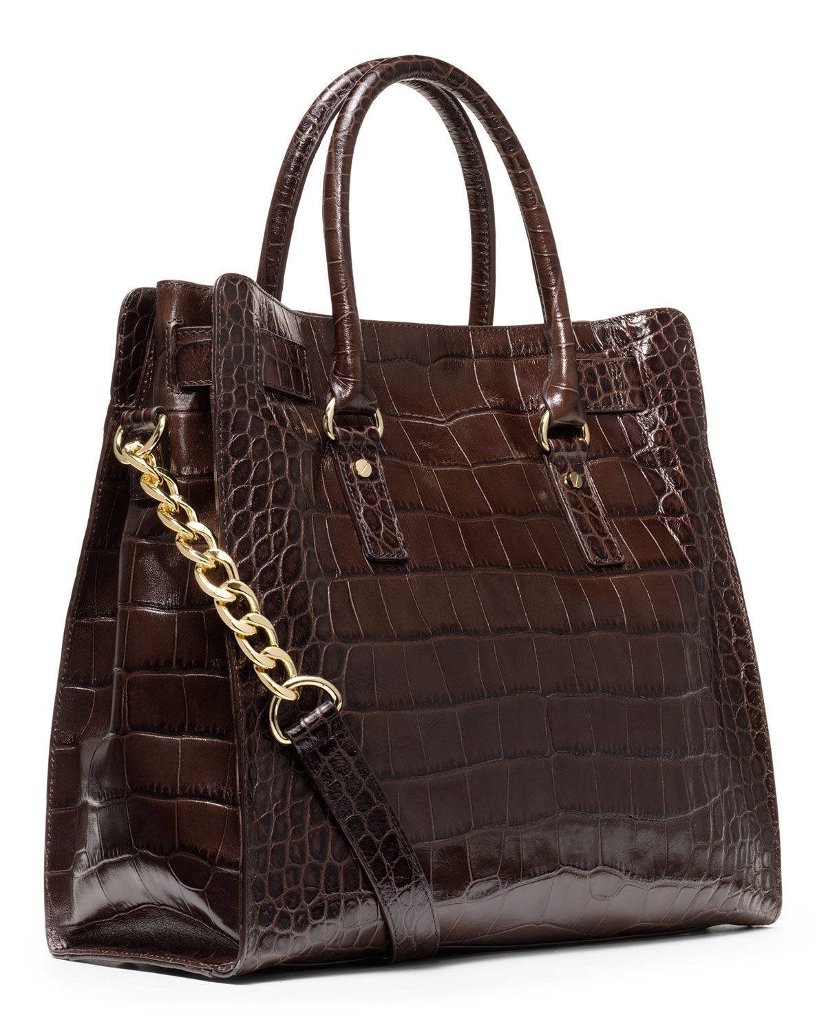 MICHAEL Michael Kors Hamilton Leather Large Northsouth Tote Bag in Brown (Black) - Lyst