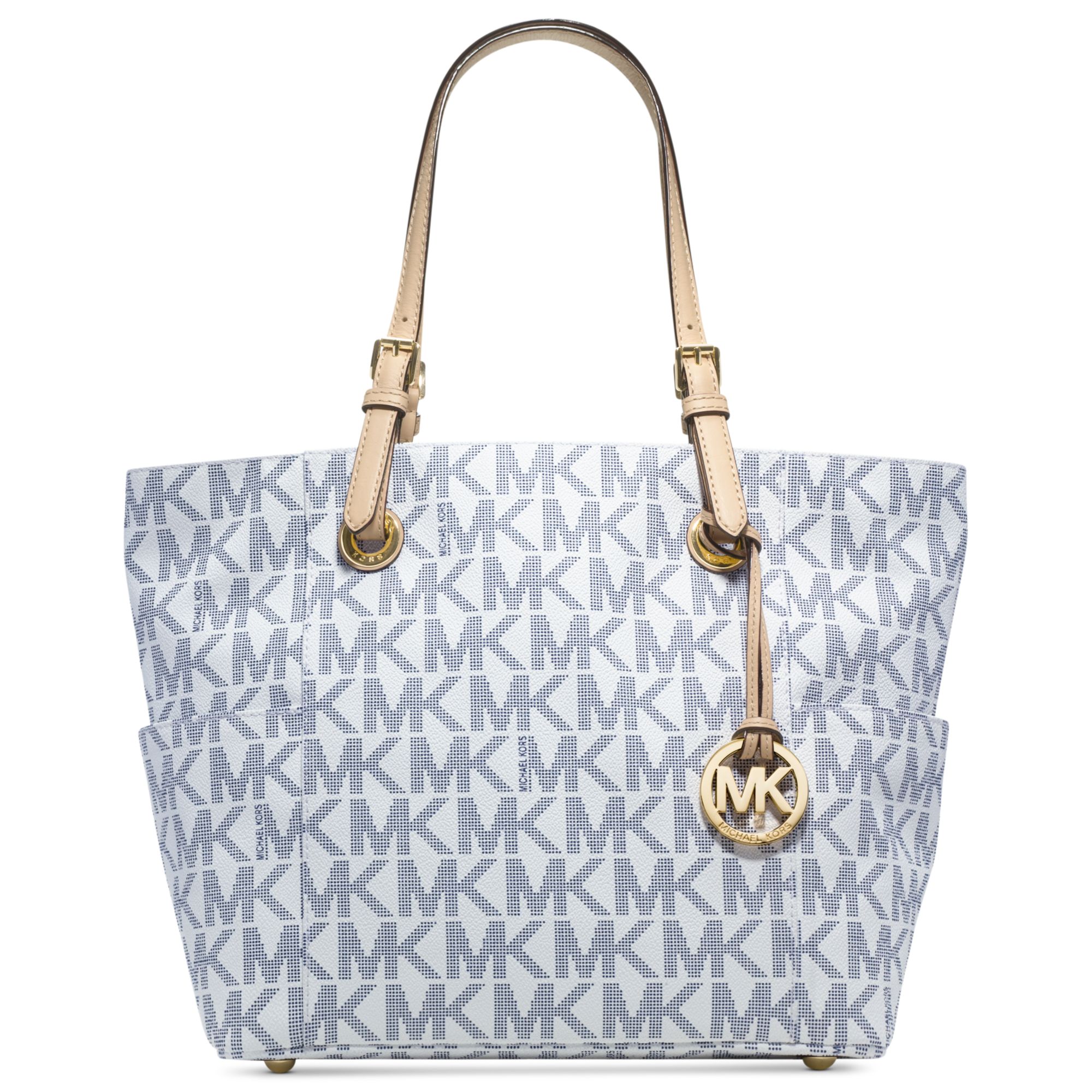 Michael Kors Signature Tote in White/Navy (White) - Lyst
