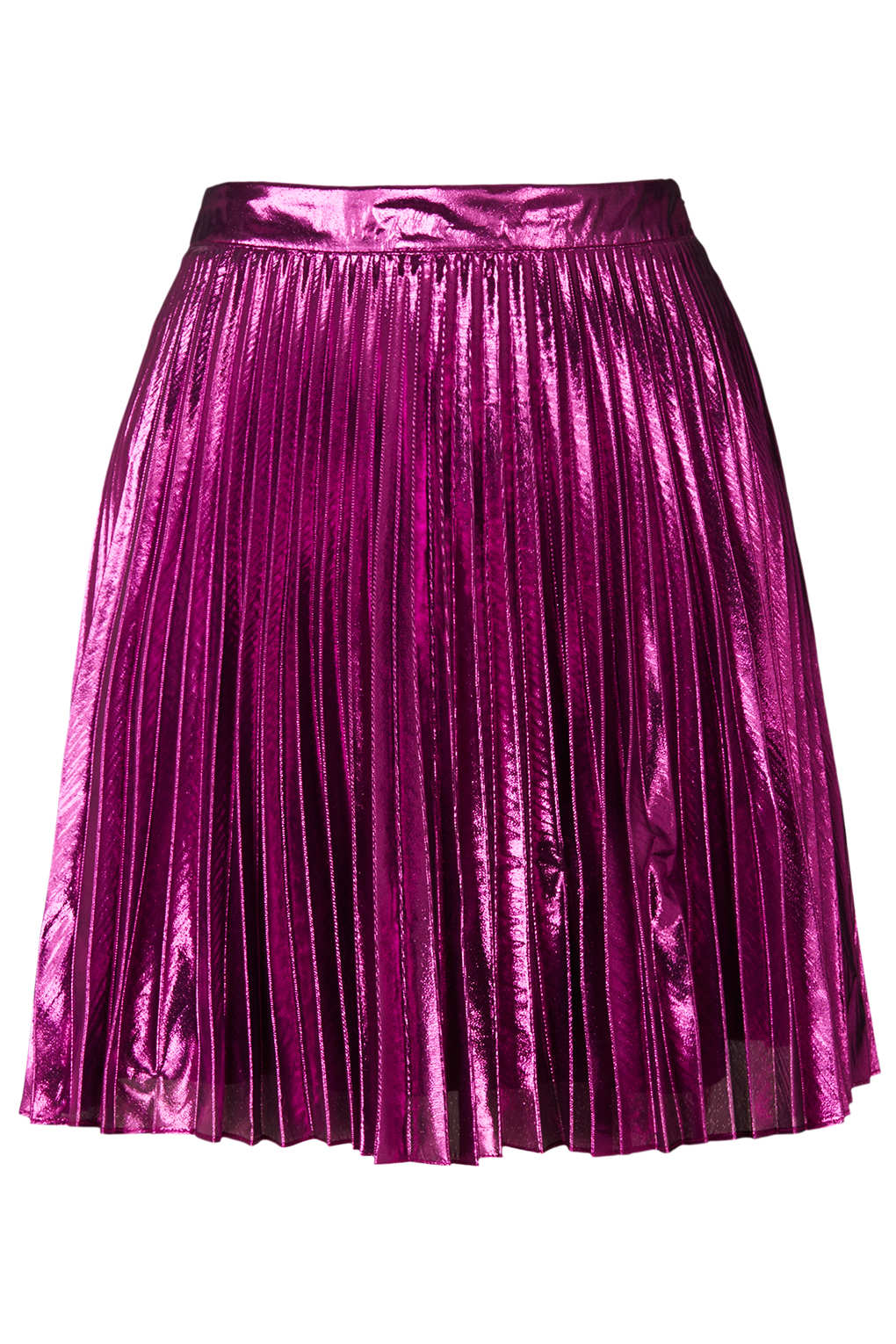 Topshop Metallic Pleated Mini Skirt By Lashes Edit in Purple (PINK) | Lyst