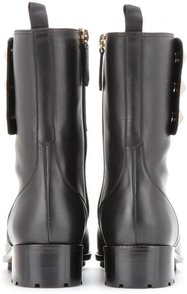 Valentino Studded Leather Ankle Boots in Black (black/platinum) | Lyst