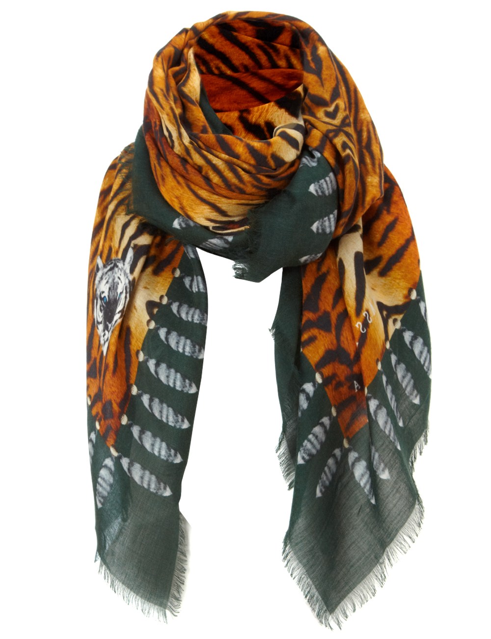 Vassilisa Orange Tiger Print Scarf in Orange Lyst