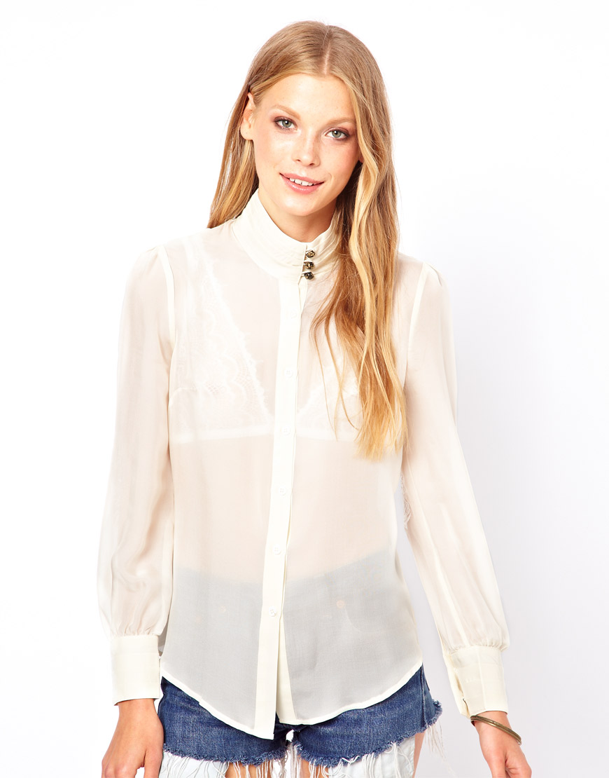 chiffon turtleneck blouse