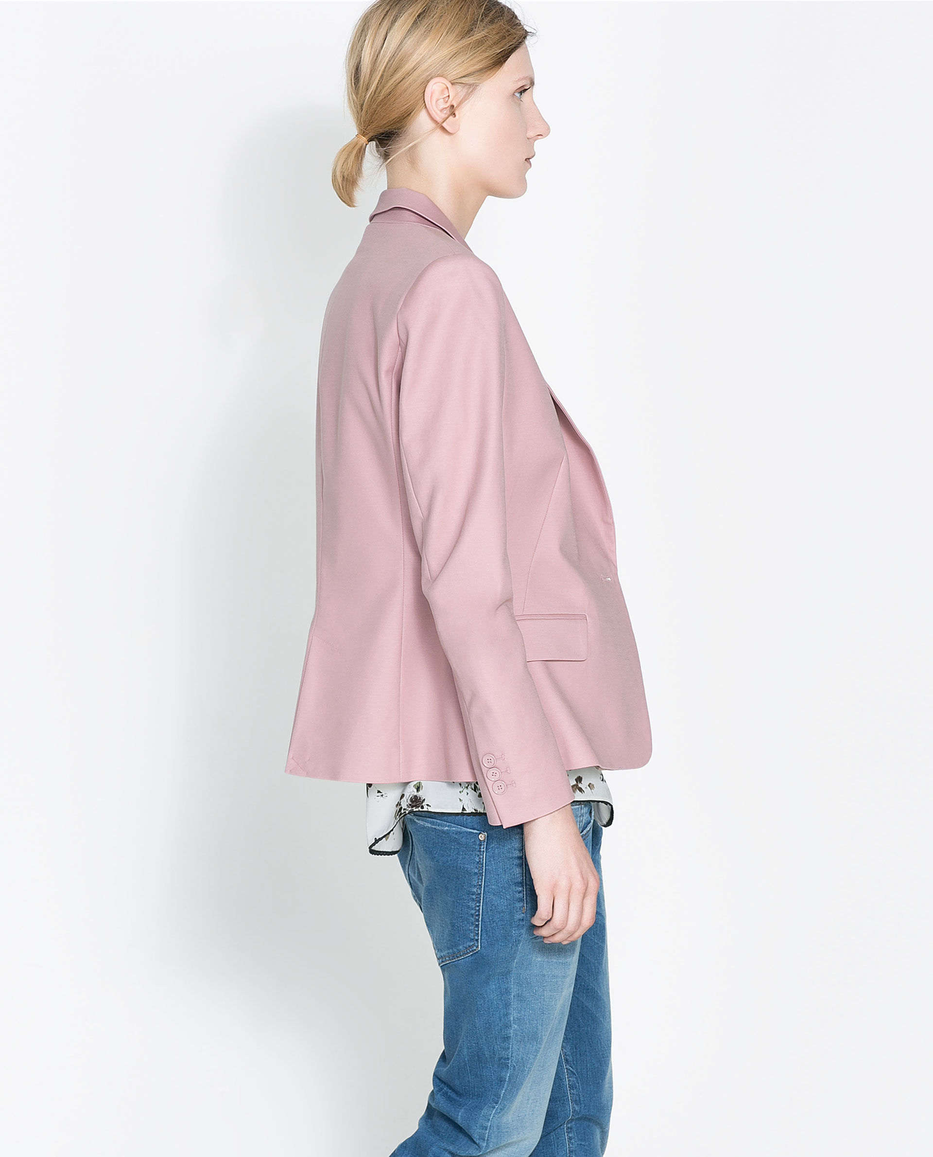 Zara Single Button Blazer in Pink Lyst