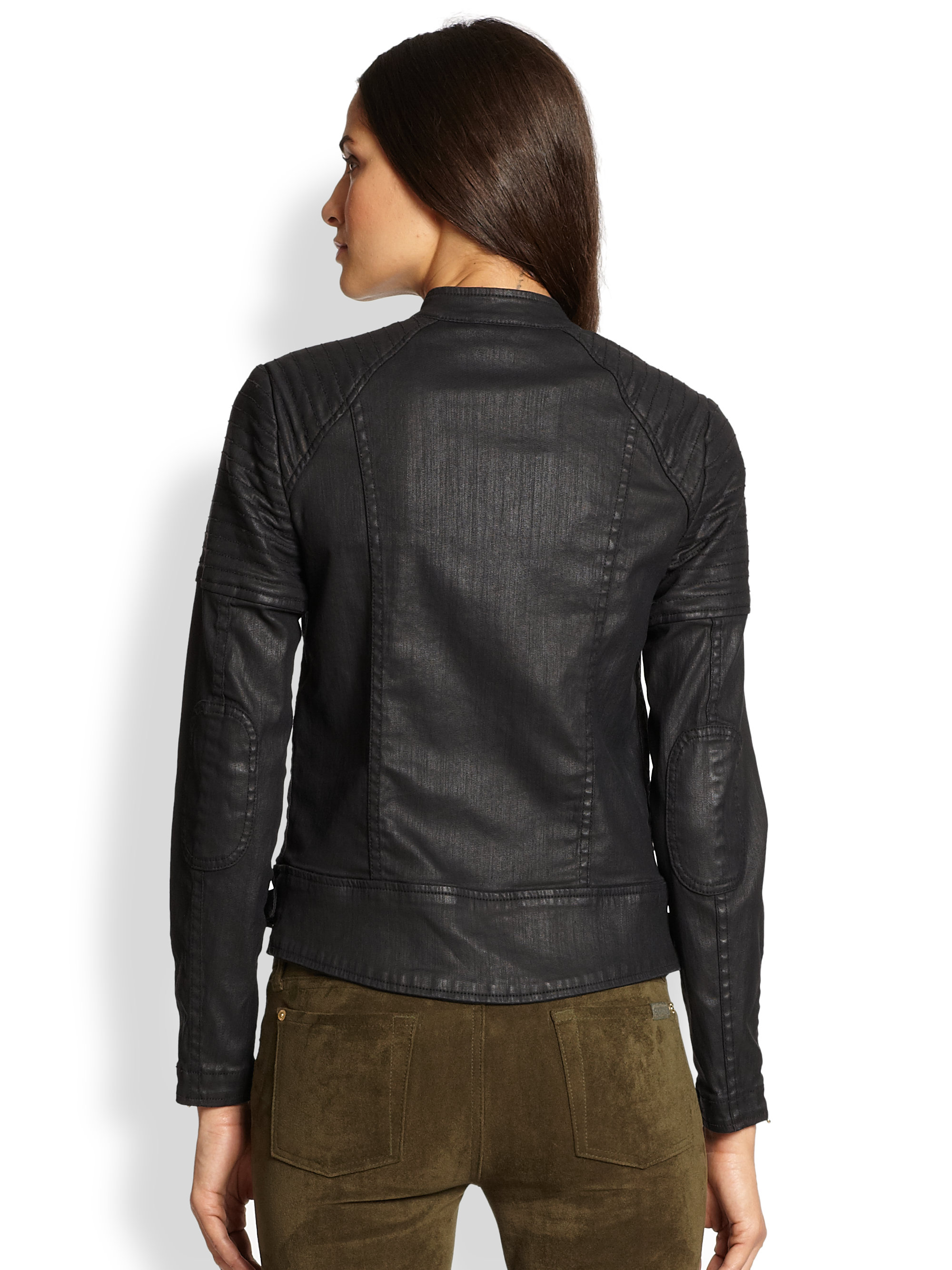7 for all mankind Motorcycle Jacket in Black | Lyst