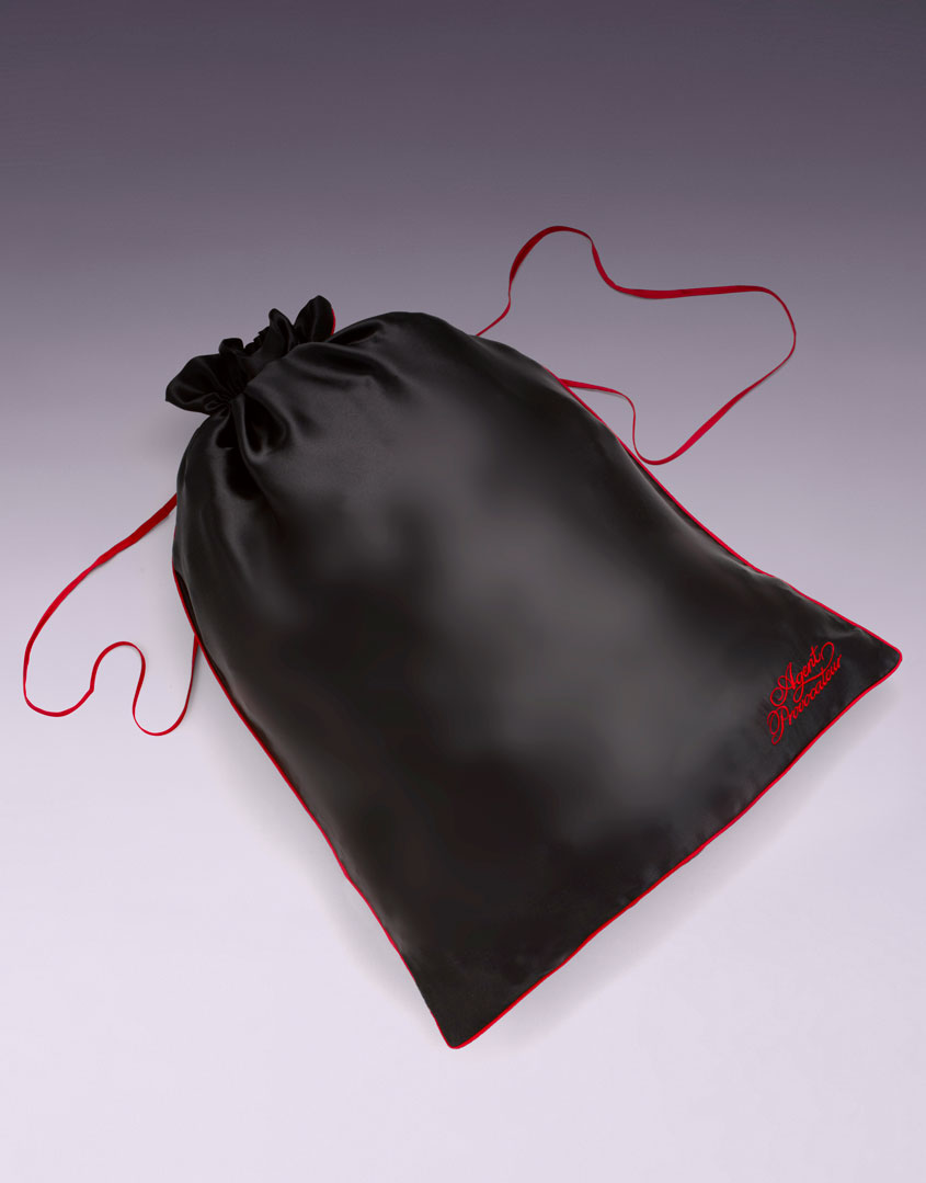Agent Provocateur large silk lingerie bag black with red trim /& drawstrings NWT
