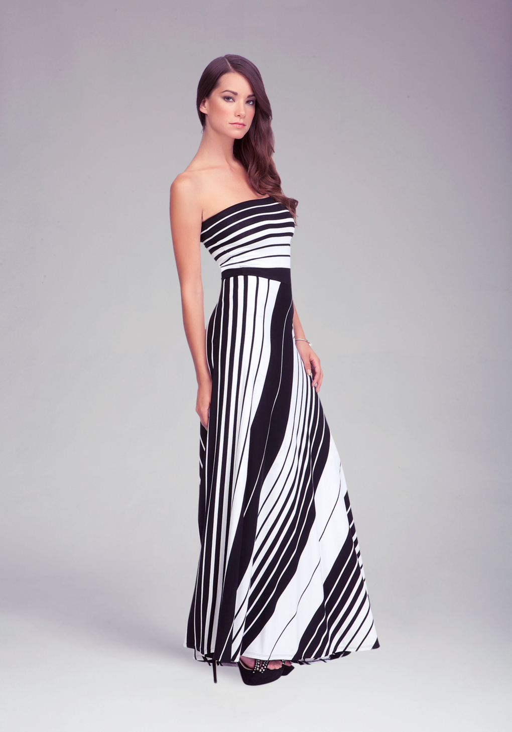 Bebe Striped Tube Maxi Dress in Black (White) - Lyst
