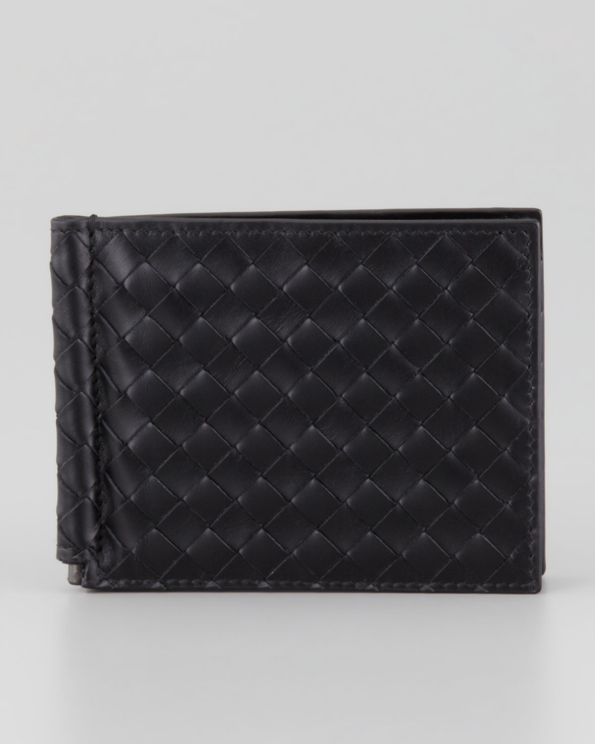 Lyst - Bottega Veneta Basic Woven Bi-fold Clip Wallet in Black for Men