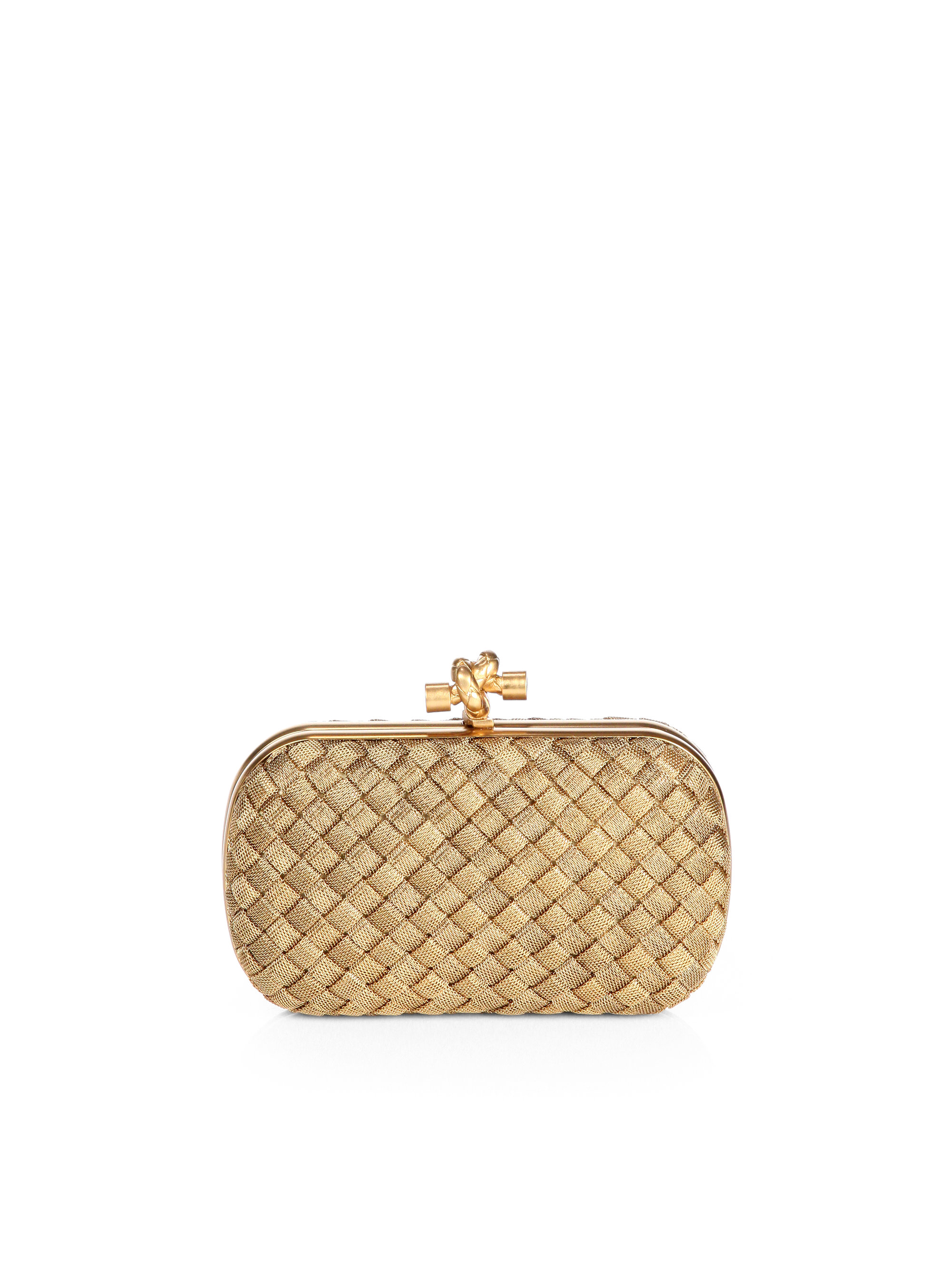 Bottega Intrecciato Brass Knot Clutch in Gold Lyst