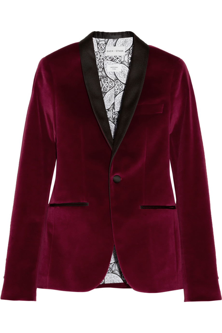 Each x Other Satin-trimmed Velvet Tuxedo Blazer in Red - Lyst