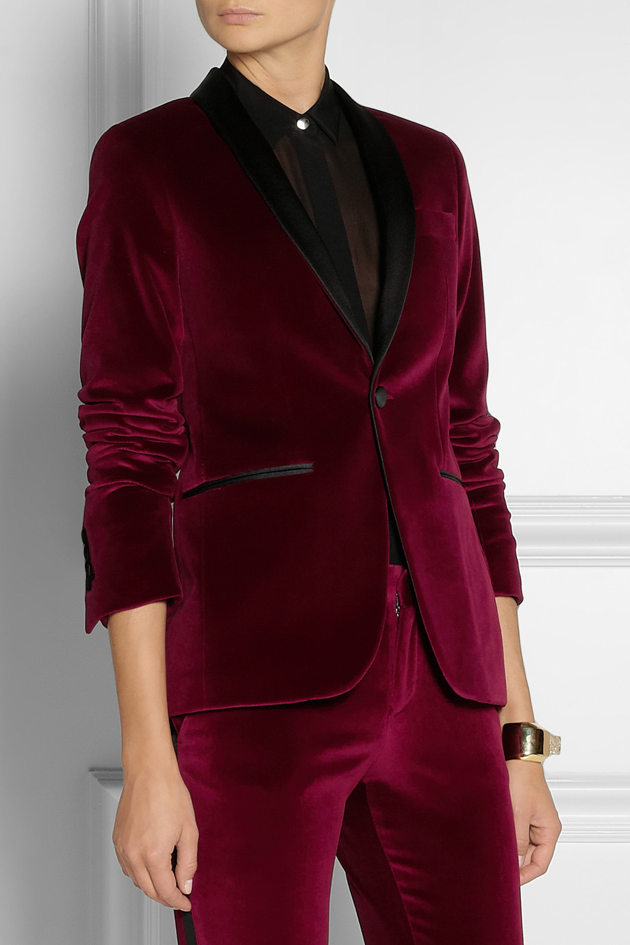 red velvet tuxedo suit womens