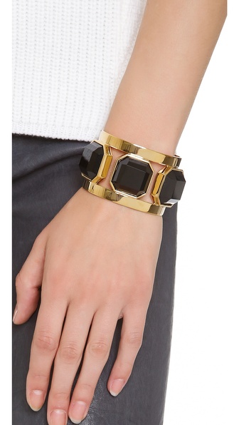 Juicy couture Black Triple Stone Cuff Bracelet in Metallic | Lyst