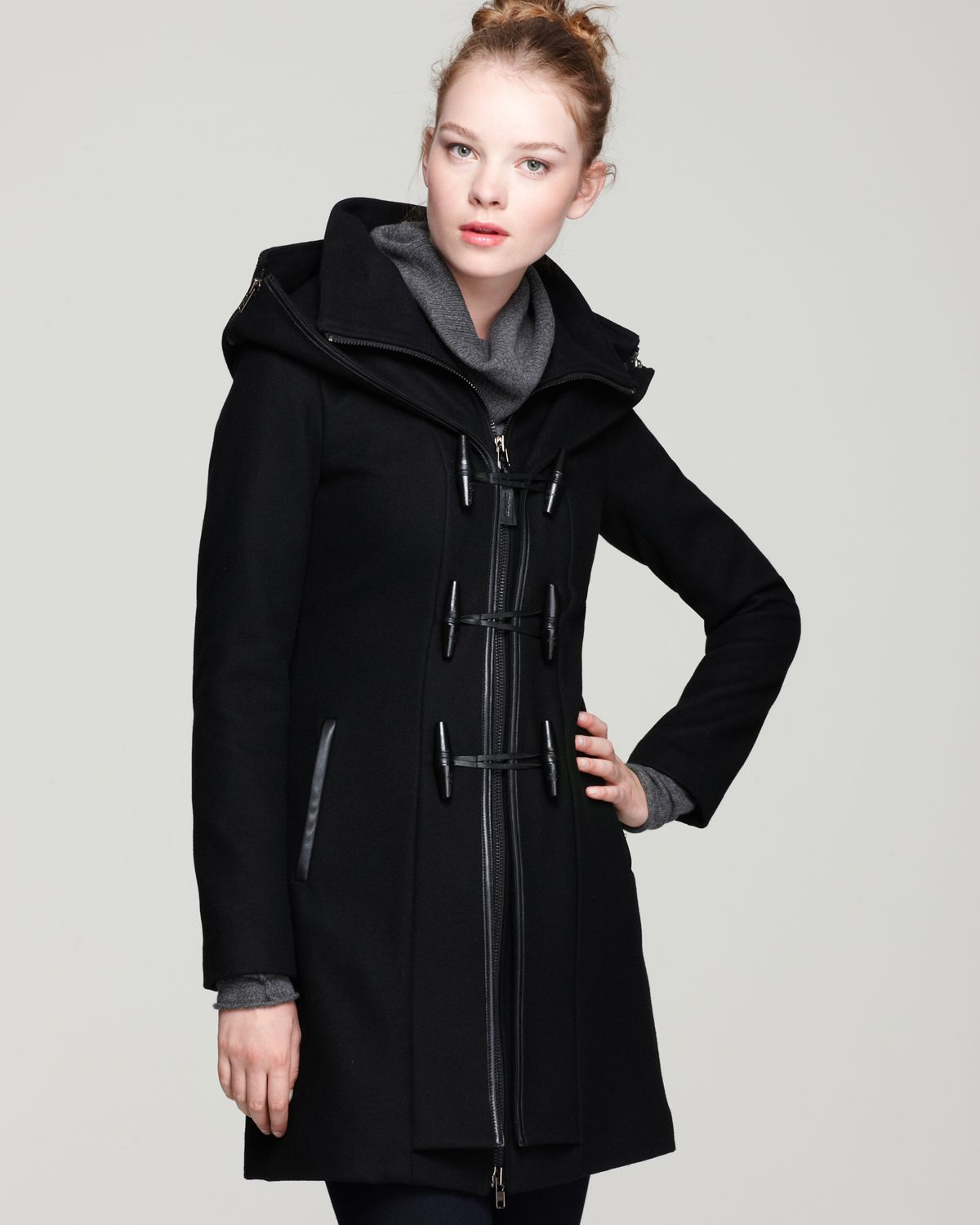 mackage black wool coat