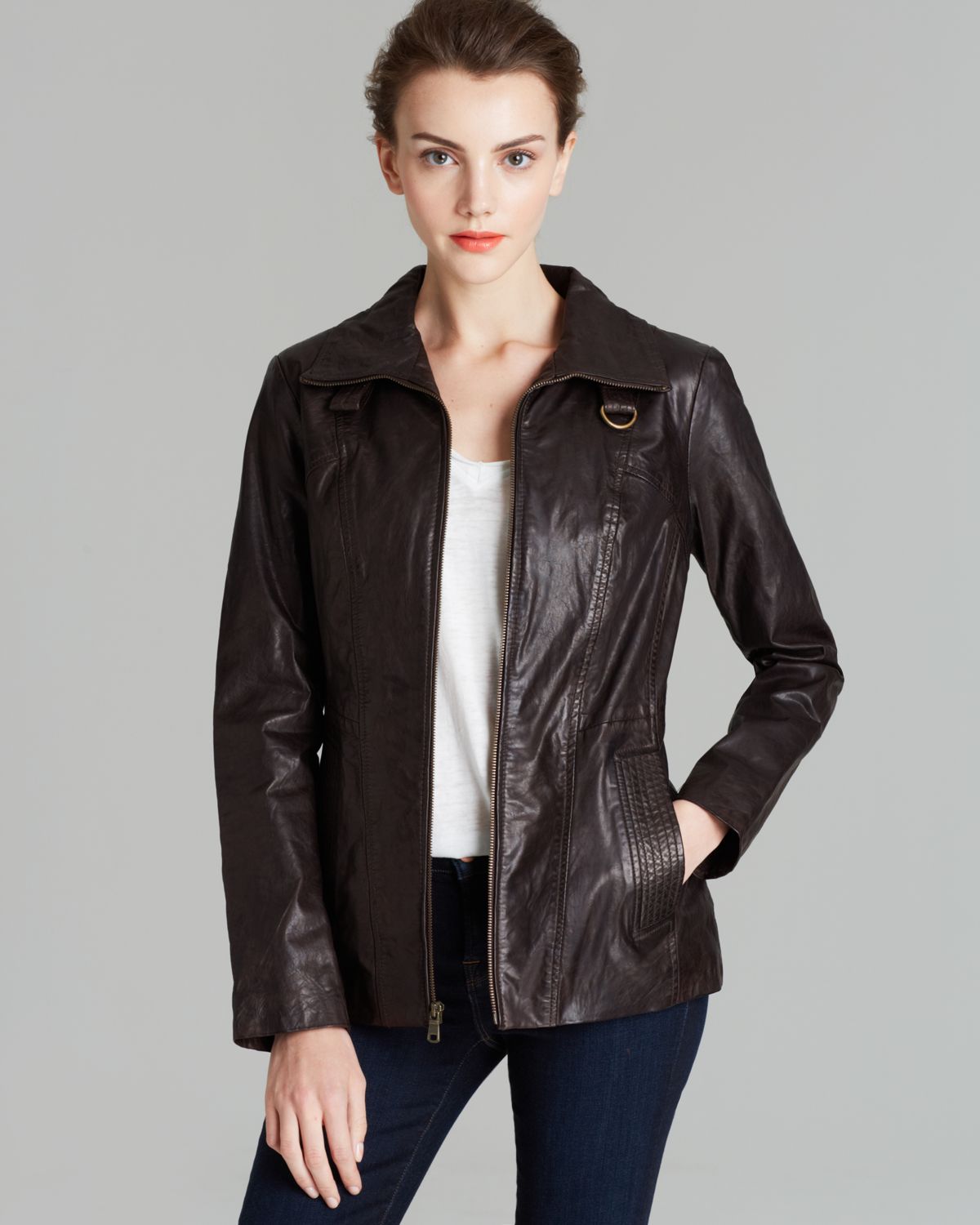 Marc New York Leather Jacket Rugged in Brown - Lyst